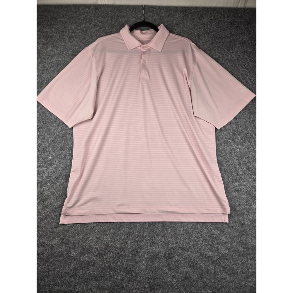 F&G Tech Mens XL Polo Pink Stripe Spyglass Hill Golf Stretch Performance #594